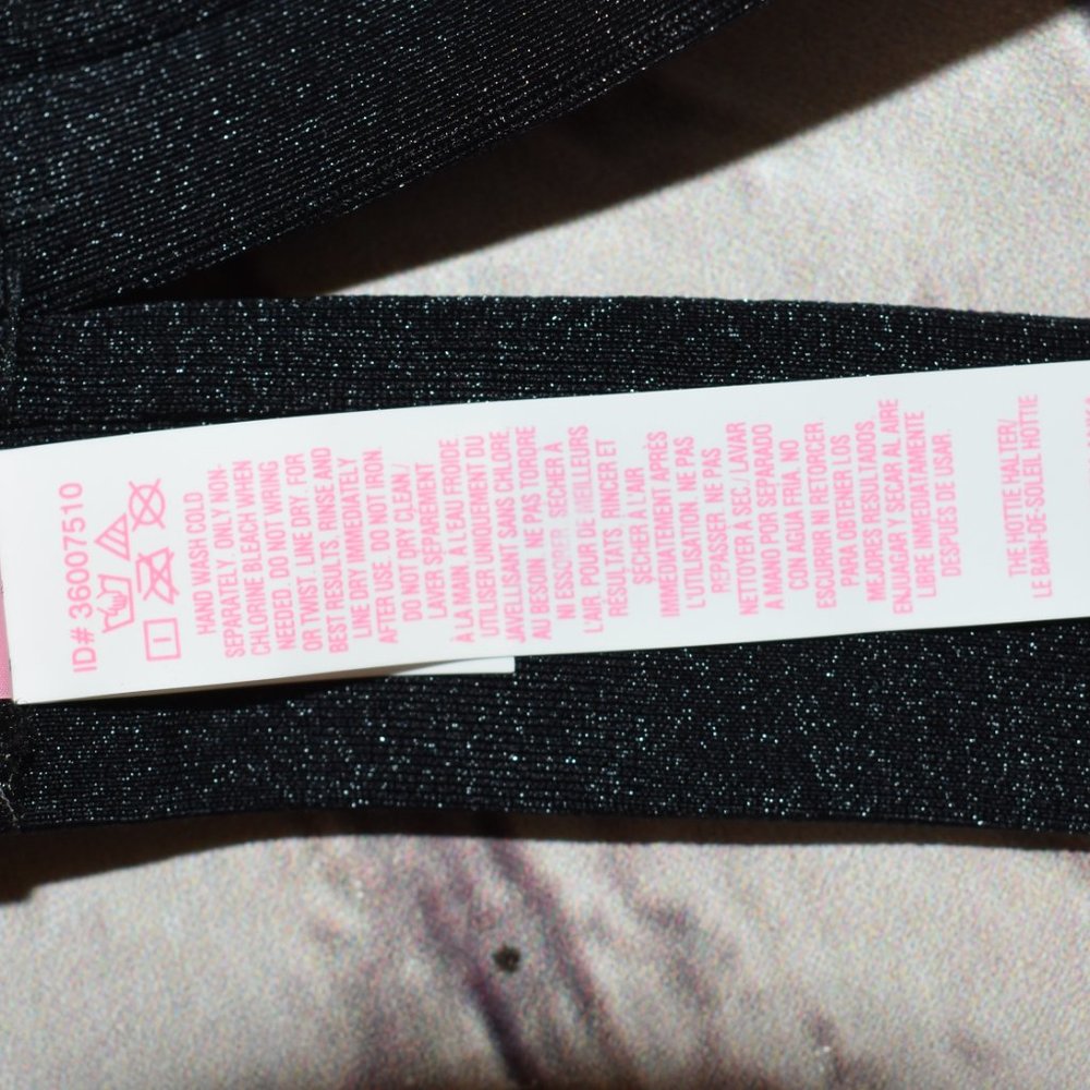 Victorias Secret 34D Swim The Hottie Halter bikini Top Black Push Up Strappy - Picture 12 of 12